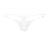 JEATHA Men's See Through Mesh Pearl Massage Sexy Mini G-String Thong Underwear T-Back White Large