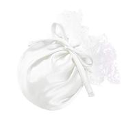 JEATHA Men's Silky Satin Lace C-String Underwear Panties Sissy Pee Wee Chastity Cover Mini Briefs Underpants White One Size