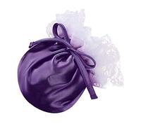 JEATHA Men's Silky Satin Lace C-String Underwear Panties Sissy Pee Wee Chastity Cover Mini Briefs Underpants Purple One Size
