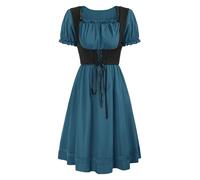 JEATHA Renaissance Costume Women Medieval Dress Renaissance Pirate Irish Dresses Halloween Costume Navy Blue S