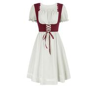 JEATHA Renaissance Costume Women Medieval Dress Renaissance Pirate Irish Dresses Halloween Costume White L