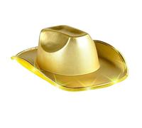 JEATHA Shiny Western Cowboy Hat Light Up Space Led Brim Cowboy Hat For Disco Halloween Party Gold One Size