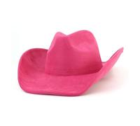 JEATHA Western Cowboy Hat Suede Flanging Topper Wide Brim Suede Top Hat For Halloween Party Hot Pink One Size