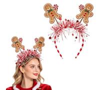 JEATHA Women Candy Cane Hairbands Spring Bobble Headpiece | Christmas Headbands,Gingerbread Headband,Christmas Gingerbread Hair Accessories,Candy Cane Head Hoop,Cute Holiday Hairbands