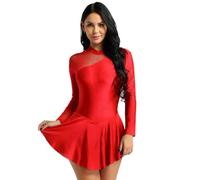 JEATHA Women's Figure Ice Skating Dress Long Sleeve Roller Skater Ballet Dance Leotard Lyrical Dress
