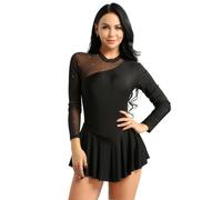 JEATHA Women's Figure Ice Skating Dress Long Sleeve Roller Skater Ballet Dance Leotard Lyrical Dress