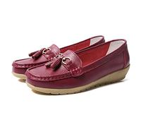 JeathFea Casual Women's Loafers Flat Metal Buckle Comfortable Lightweight Penny Loafers for Womens Leather Slip-on Outdoor Driving Moccasion Boat Shoes