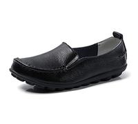 JeathFea Casual Womens Loafers Shoes Soft Leather Lightweight Classic Penny Slip-on Loafers Outdoor Indooor Walking Driving Moccasins Flats for Womens Nurse Loafers Flats Black
