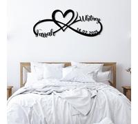 JeathFea Personalised Metal Heart Couples Sign, Custom Name Sign Metal Wall Art, Style 5 - Black Heart, Indoor, Wall
