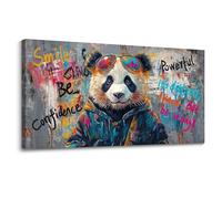 JEAWA Large Canvas Wall Art, Black and White Panda Abstract Graffiti Street Art Pop Modern Paintings Ready to Hang Living Room Bedroom Study Office Inspirational Picture Home Decor 24x48 IN