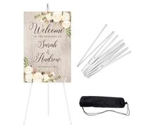 JEAWIWI 1PCS White Easel Stand for Sign, 66 Inches Lightweight Adjustable Art Poster Board Stand for Display Wedding Welcome Sign, Metal Easel Stand for Painting with Portable Bag