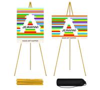 JEAWIWI 2PCS Golden Easel Stand for Wedding Sign Stand, 66 Inch Adjustable Metal Easels for Display, Portable Folding Easel for Wedding, Display Show, Arts, Poster with Portable Bags