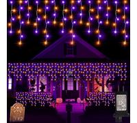 JEAYYDSI 52FT Halloween Lights Outdoor Icicle Lights 480LED Fairy String Light 8 Lighting Modes with Timer Memory Waterproof Halloween Light for Yard Roof Party Holiday Wedding Garden Decor