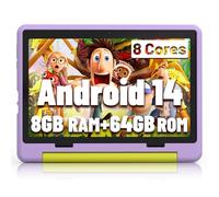 Jeazans Kids Tablet|Upgraded Android 14 Tablet 10 inch for Kids with Protective Case|Octa-Core|64GB|1TB TF Card Expandable|Dual Camera|Parental Control|Great Gift for Toddler(Purple)