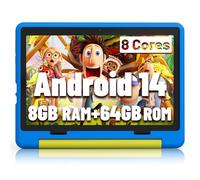 Jeazans - Upgraded Android 14 10 inch kids tablet with protective case, octa-core, 64GB, expandable 1TB TF card, dual camera, parental control, KIDOZ preintaled, large