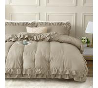 JEB TIFL Frill Duvet Cover Set with Button Closure Single Size - Soft Microfiber Double-Layer Ruffle Edge Design Bedding Set, 2 piece Quilt Cover (1 Duvet Cover & 1 Pillowcase)