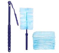 JEBBLAS Disposable Blue Duster Including 1 Long Handle, 1 Short Handle and 20 Duster Refills, Electrostatic Duster Kit, Heavy Duty Extender Handle Starter Kit