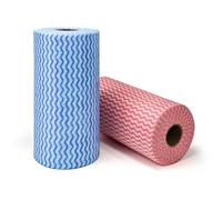 Jebblas Reusable Cleaning Cloths Disposable Cleaning Cloth Dish Cloth Dish Towels Dish Rags All Purpose Cloths on a Roll - 1 Roll Blue&1 Roll Red Pack of 200