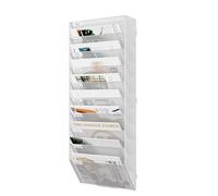 JEBELE 10 Tier Hanging Wall File Holder Self Assembly Mounted Document Mail Rack Magazine Storage A4 Paper Organiser for Office Home,Metal,White