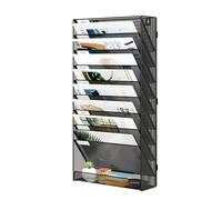 JEBELE 10 Tier Wall Magazine Holder Self Assembly File Rack Wall Mounted Letter Organiser Mail Document Storage Metal,Black