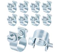 Jeboler 10-12mm Small Hose Clips, 10Pcs Mini Fuel Line Pipe Hose Clamp | Adjustable Fuel Injection Style Repair Clamp, Zinc Plated Tube Clamps for Automotive Diesel Petrol Pipe