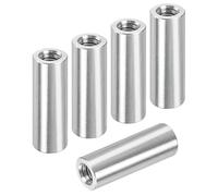 Jeboler M10 x 50 mm Round Threaded Sleeves, Pack of 5 Round Sockets, 304 Stainless Steel Round Connecting Nuts, Long Nut, V2A Internal Thread Spacer Sleeves, Coupling Nut, Rod Nut, Length Nuts
