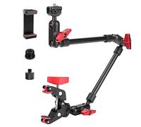 JEBUTU 22" Magic Arm w Clamp Mount, Adjustable Articulating Friction Camera Boom Arm w 1/4" Thread, Overhead Camera Desk Phone Mount Clamp Stand for Tripod Light Webcam Mic Video Rig