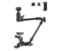JEBUTU 22" Magic Arm with Clamp, 360° Flexible Camera Desk Mount & Clamp, Overhead Desk Mount, Articulating Friction Boom Arm with Thread Adapter for Webcam, Microphone, Action Camera, Light - Black