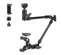 JEBUTU 22" Magic Arm with Clamp - Overhead Phone Mount - Black | Flexible Camera Desk Mount | Long Articulating Friction Boom Arm with Thread Adapter for Action Camera, Microphone