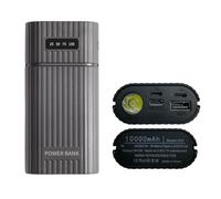 jebyltd 3-Port Input For Shell With LED Flashlight 5V 2x 21700 For Case Battery Storage Box Without