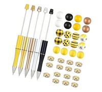 jebyltd 5Pcs Beadable Ballpoint Pen Bead Roller Ball Pen Metal Beaded Bead Kid Student Office School Supplies Beadable