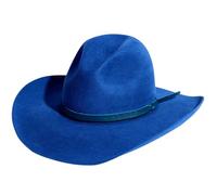 jebyltd Elegant Homburg Exotic Hat with Ribbon Wool Wide Brimmed Western for Casual Wear Unisex Porkpie Hat Women Blue