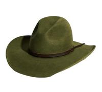 jebyltd Elegant Homburg Exotic Hat with Ribbon Wool Wide Brimmed Western for Casual Wear Unisex Porkpie Hat Women Army Green