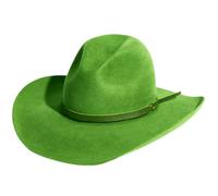 jebyltd Elegant Homburg Exotic Hat with Ribbon Wool Wide Brimmed Western for Casual Wear Unisex Porkpie Hat Women Grass Green