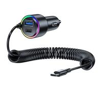 jebyltd General 75W Car Fast Charging With Build In Spring Cable Three Port Chargers For Efficient Power Delivery