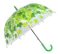 jebyltd Leaf Pattern Stick Umbrella Clear Dome Umbrella Automatic Clear Windproof See Through Dome Canopy Reflective Children