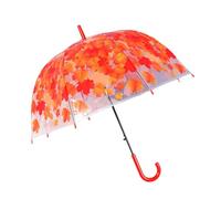 jebyltd Leaf Pattern Stick Umbrella Clear Dome Umbrella Automatic Clear Windproof See Through Dome Canopy Reflective Children