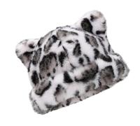 jebyltd Oversized Kitten Hat With Ear Leopards Print Skiing Hat Furry Cartoon Photo Props Outdoor Head Wrap For Halloween Leopard Print Plush