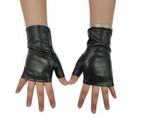 jebyltd Stylish Fingerless Motorcycle Gloves Reinforced PU Leather Punk Fashion Design Stage Performances Fingerless Punk Gloves