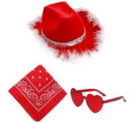 jebyltd Western Christmas Party Hat Costume Set For Holiday Celebrating Festival Santa Costume Hat Eyeglasses Cosplay Accessory Christmas Accessory