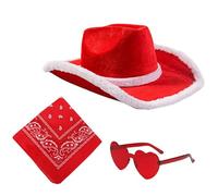 jebyltd Western Christmas Party Hat Costume Set For Holiday Celebrating Festival Santa Costume Hat Eyeglasses Cosplay Accessory Christmas Accessory