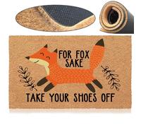 Jec&Smis Welcome Mat for Fox Sake Take Your Shoes Off Door Mats for Home Entrance Funny Doormat, Coir Fiber Outdoor Doormats for Entrance Anti-Slip PVC Backing 18" x 30"