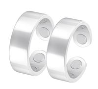 Jecanori 2PCS Magnetic Rings for Women Men,Adjustable 99% Copper Ring with 4pcs magnets with Gift Box(silver)
