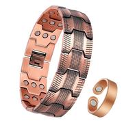 Jecanori Copper Bracelet for Men, 3X Ultra Strength Magnetic Bracelet for Men 57 Magnets (3500 Gauss) with Adjust Tool and Jewelry Gift Box Included,RedCopper
