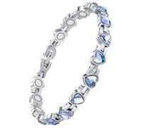 Jecanori Magnetic Bracelet for Women - Titanium Steel Brazaletes with 15 Powerful Magnets (each 3500 Gauss) included Removal Tool in a Gift Box, Blue Love Heart