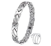 Jecanori Magnetic Bracelets for Women, Women's Magnetic Bracelet and Magnetic Rings with Ultra Strength Magnets,Brazaletes with Removal Tool and Jewelry Gift Box,Silver Crystal