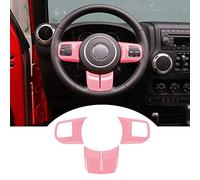 JeCar Interior Steering Wheel Decoration Trim Kits for 2011-2018 Jeep Wrangler JK/2011-2013 Grand Cherokee/2011-2016 Jeep Compass & Patriot, Pink