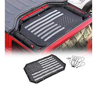 JeCar Mesh Sunshade 2 Door Durable Polyester Top Cover Provides UV Sun Protection for Jeep Wrangler JK & Unlimited 2007-2018 (Black and White American Flag)