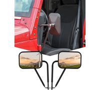 JeCar Side Mirrors Square Doorless Rear View Quick Release Mirrors for Jeep Wrangler CJ YJ TJ JK JL & Unlimited, Textured Black