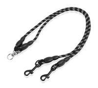Jecdfs 1 x Double Dog Lead for 2 Dogs, Recall Lead for Small Dogs, Adjustable Double Lead Made of Climbing Rope, No Tangle, Safe and Robust, Black